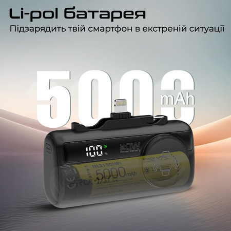Універсальна мобільна батарея Promate PowerUp-Trio 5000mAh 20W Black Изображение