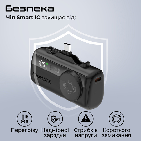 Універсальна мобільна батарея Promate PowerUp-Trio 5000mAh 20W Black Изображение