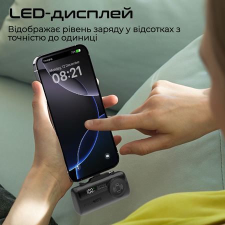 Універсальна мобільна батарея Promate PowerUp-Trio 5000mAh 20W Black Изображение