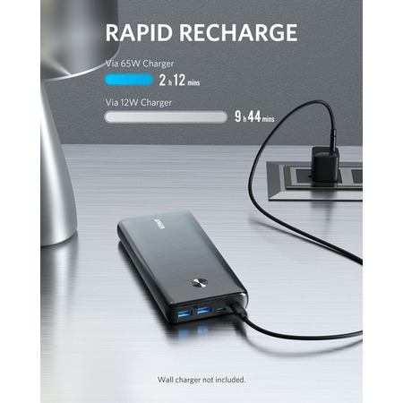 Універсальна мобільна батарея Anker PowerCore III Elite 25600 mAh 87W Black (A1291H11) Изображение