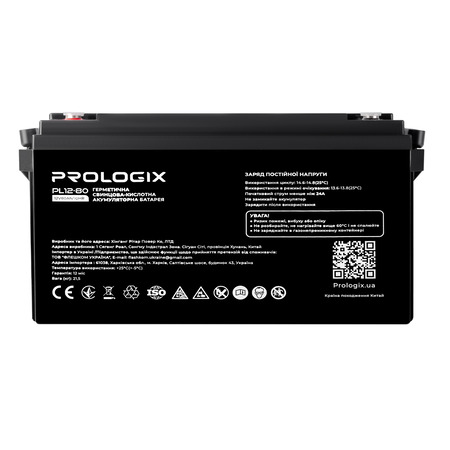 Акумуляторна батарея Prologix 12V 80AH (PL12-80) AGM Изображение