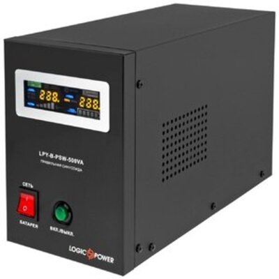 Джерело безперебійного живлення LogicPower LPY-B-PSW-500VA+ (350Вт)5A/10A, Lin.int., AVR, 2 x евро, LCD, метал, з правильною синусоїдою 12V Изображение