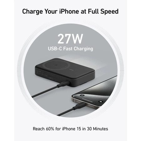 Універсальна мобільна батарея Anker MagGo 10000mAh 27W Black (A1654G11) Изображение