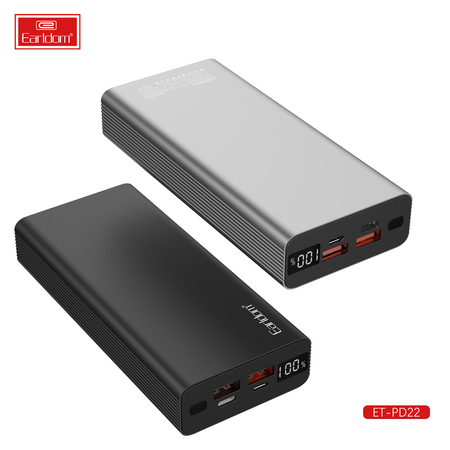 Універсальна мобільна батарея Earldom ET-PD22 20000mAh Black (PB-000122) Зображення