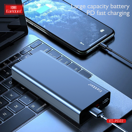 Універсальна мобільна батарея Earldom ET-PD22 20000mAh Black (PB-000122) Зображення