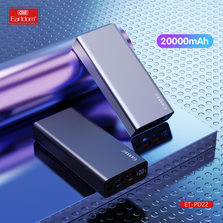 Універсальна мобільна батарея Earldom ET-PD22 20000mAh Black (PB-000122) Зображення