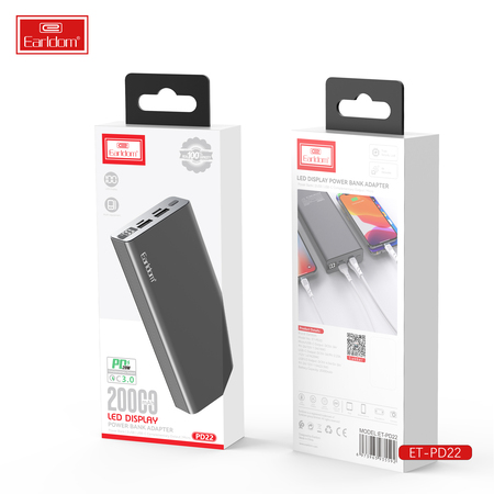 Універсальна мобільна батарея Earldom ET-PD22 20000mAh Black (PB-000122) Зображення