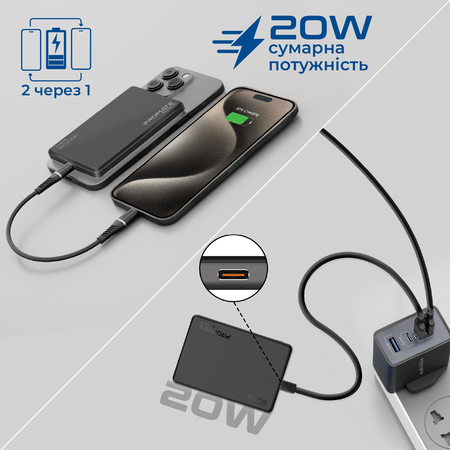 Універсальна мобільна батарея Promate Blade-5 5000mAh 20W Black Изображение