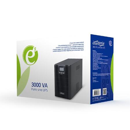 Джерело безребійного живлення EnerGenie EG-UPS-PS3000-01 3000VA, Lin.int., AVR, 4хIEC, USB, RJ-45, метал Зображення