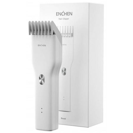 Машинка для стрижки Enchen Boost White Set + Пеньюар і ножниці Зображення