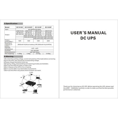Джерело безперебійного живлення для роутерів/комутаторів DC1018P DC UPS 10400 mAh Black (2020000426844) Зображення