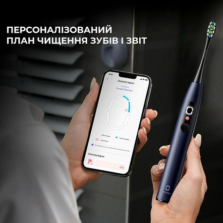 Розумна зубна електрощітка Oclean X Plus Pro Digital Blue (6970810556186) Зображення