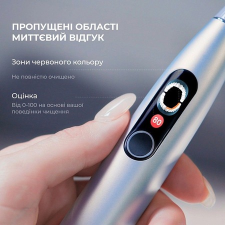 Розумна зубна електрощітка Oclean X Plus Pro Digital Silver (6970810556179) Зображення