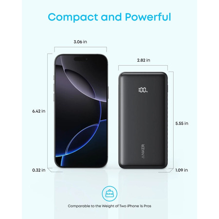 Універсальна мобільна батарея Anker Zolo 20000mAh 22.5W Black (A110EH11) Зображення