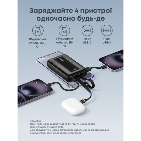 Універсальна мобільна батарея Anker Zolo 20000mAh 45W Black (A1681H12) Зображення