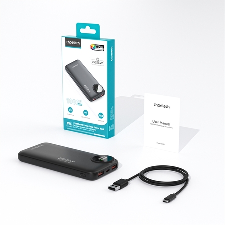 Універсальна мобільна батарея Choetech B791 10000mAh 22.5W Black Зображення