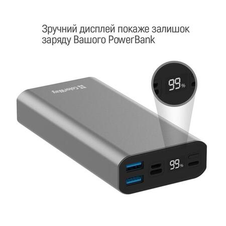 Універсальна мобільна батарея ColorWay 20000mAh Gray (CW-PB200LPH3GR-PDD) Зображення