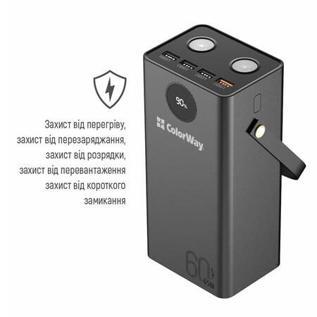 Універсальна мобільна батарея ColorWay Powerful 60000mAh Black (CW-PB600LPA5BK-PDD) Зображення