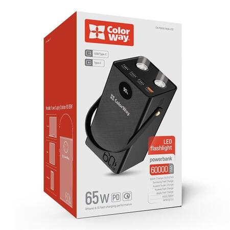 Універсальна мобільна батарея ColorWay Powerful 60000mAh Black (CW-PB600LPA5BK-PDD) Зображення