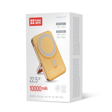 Універсальна мобільна батарея ColorWay 15W MagSafe & Watch Wireless 10000mAh Amber (CW-PB100LPA2Y-WPDD) Зображення