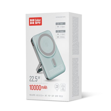 Універсальна мобільна батарея ColorWay 15W MagSafe & Watch Wireless 10000mAh Aquamarine (CW-PB100LPA2MT-WPDD) Зображення