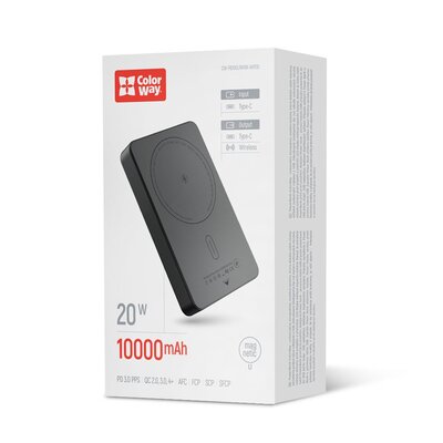 Універсальна мобільна батарея ColorWay 15W MagSafe 10000mAh Black (CW-PB100LPA1BK-WPDD) Изображение