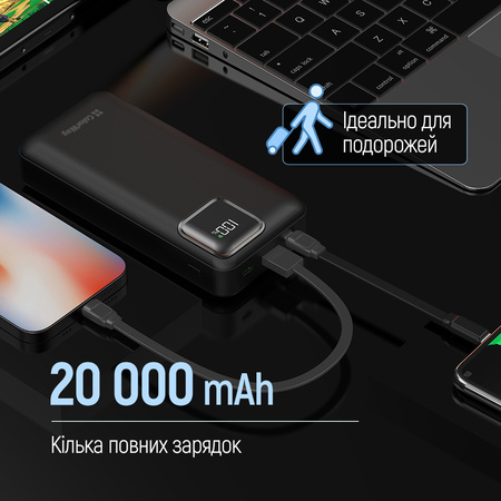 Універсальна мобільна батарея ColorWay Optimal Power 20000mAh Black (CW-PB200LPB5BK-PDD) Зображення
