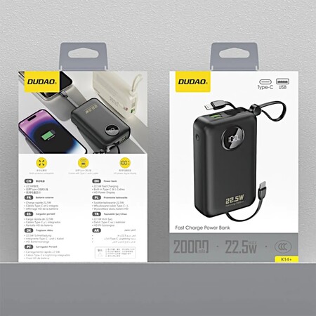 Універсальна мобільна батарея Dudao K14+ 20000mAh 22.5W Black (6977196680016) Зображення
