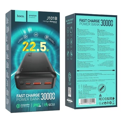 Універсальна мобільна батарея Hoco J101B Astute 22.5W 30000mAh Black (6931474782519) Зображення