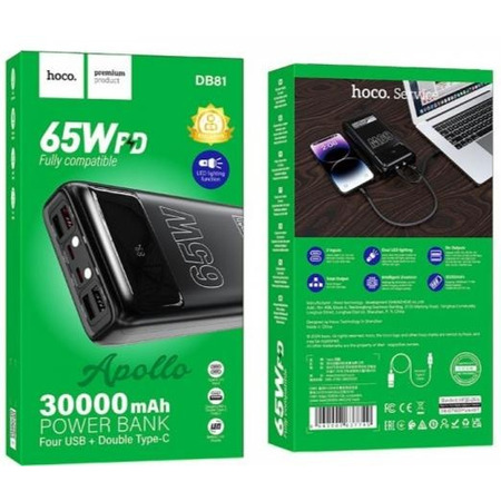 Універсальна мобільна батарея Hoco DB81 Apollo 65W 30000mAh Black (6942007637749) Зображення