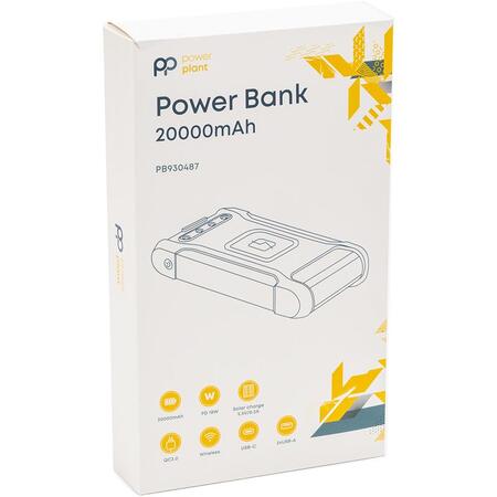 Універсальна мобільна батарея PowerPlant 20000mAh, Wireless, Solar panel (PB930487) Зображення