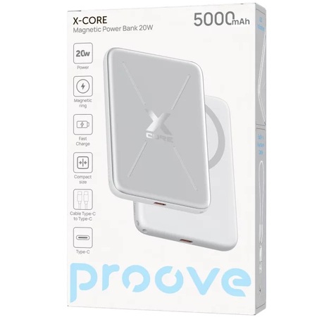 Універсальна мобільна батарея Proove X-Core 20W 5000mAh Silver/White (PNXC20010006) Зображення