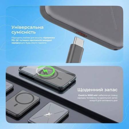 Універсальна мобільна батарея Proove X-Core 20W 5000mAh Sky Blue (PNXC20010008) Зображення