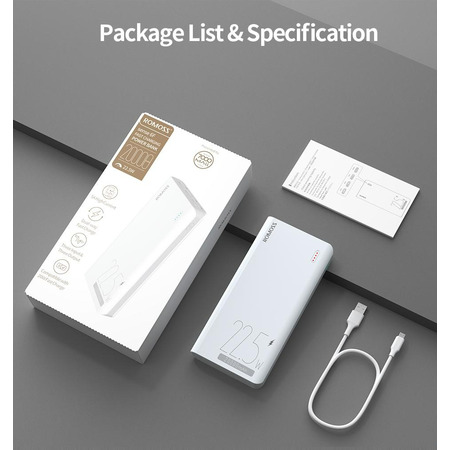 Універсальна мобільна батарея Romoss Sense6F 20000mAh 22.5W White (PPH80-611-1121H) Зображення