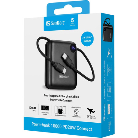 Універсальна мобільна батарея Sandberg 10000mAh 20W Black (421-26) Зображення