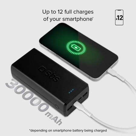 Універсальна мобільна батарея SBS 30000 mAh 20W Black (TTBB30000PD20K) Зображення
