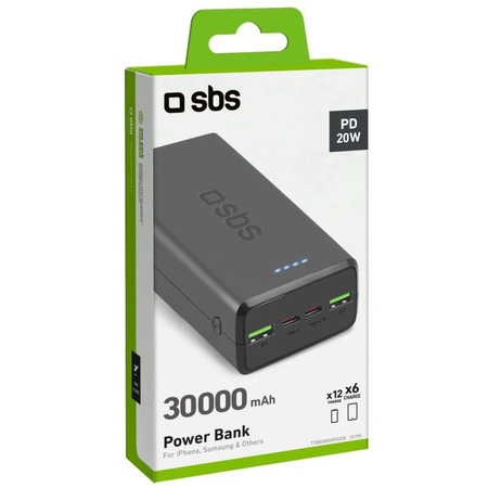 Універсальна мобільна батарея SBS 30000 mAh 20W Black (TTBB30000PD20K) Зображення