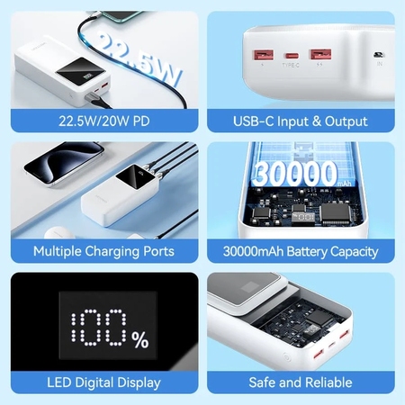 Універсальна мобільна батарея Vention 30000mAh PD QC 3.0 Black (FHMB0) Зображення