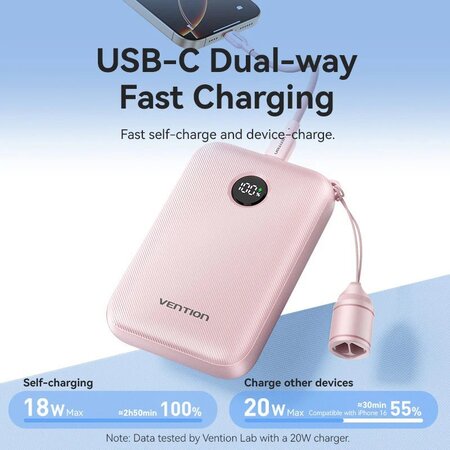 Універсальна мобільна батарея Vention 10000mAh 22.5W Blue (FKAL0-C) Зображення
