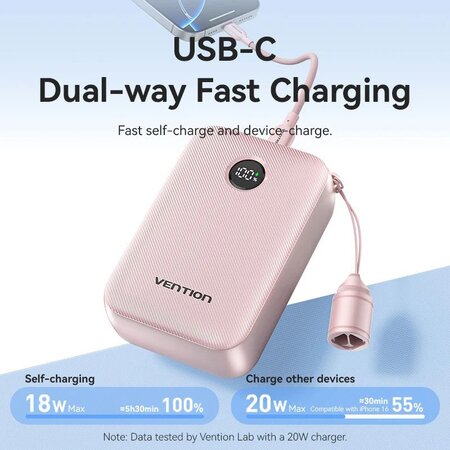 Універсальна мобільна батарея Vention 20000mAh 22.5W Black (FKBB0-C) Зображення