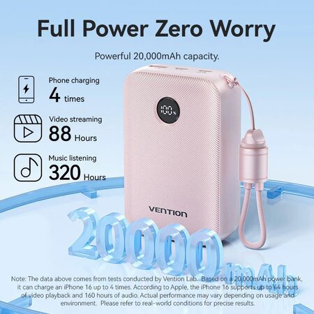 Універсальна мобільна батарея Vention 20000mAh 22.5W Black (FKBB0-C) Зображення