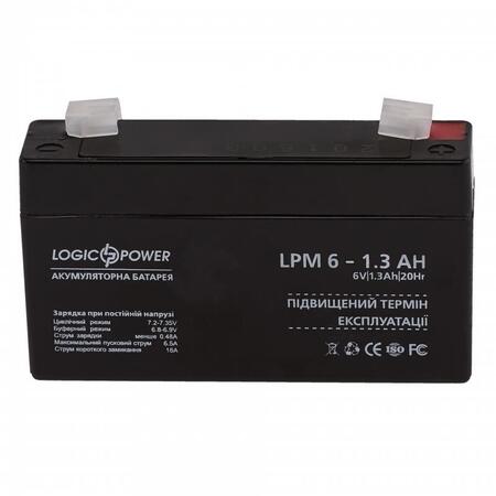 Акумуляторна батарея LogicPower LPM 6V 1.3AH (LPM 6 - 1.3 AH) AGM Зображення
