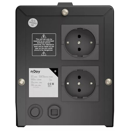 Стабілізатор Njoy Alvis 2000 (AVRL-20002AL-CS01B) AVR, 2 розетки Зображення