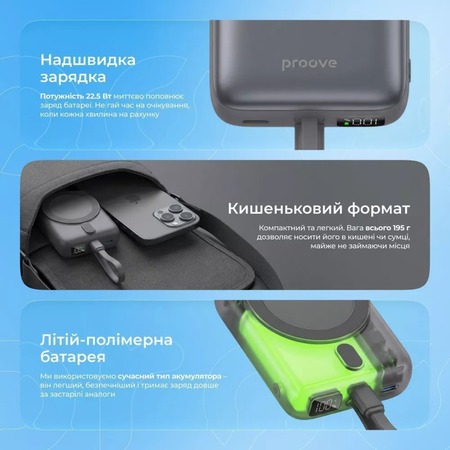 Універсальна мобільна батарея Proove Neutron 22.5W 10000mAh Purple (PBNE22022209) Зображення