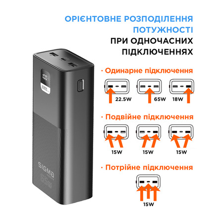 Універсальна мобільна батарея Sigma mobile X-Power SI30A6QLX 30000mAh Black (4827798835111) Зображення
