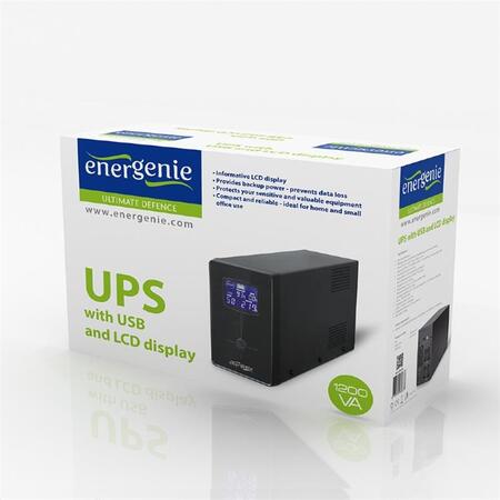 Джерело безперебійного живлення EnerGenie EG-UPS-033 1200VA LCD, USB, метал Зображення