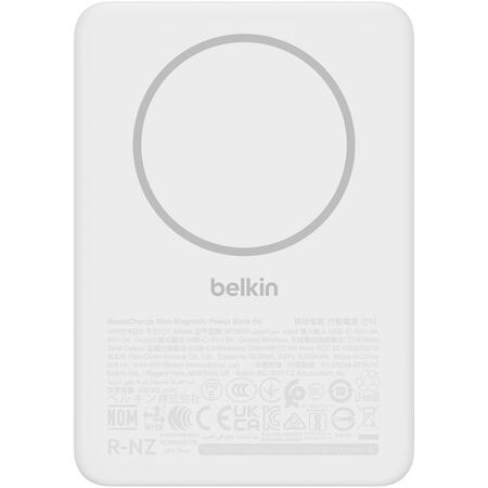 Універсальна мобільна батарея Belkin Power Bank Slim Magnetic 5000mAh 15W White (BPD010HQWH) Зображення