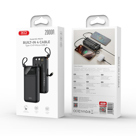 Універсальна мобільна батарея XO PR279 20000mAh 10W Black Зображення