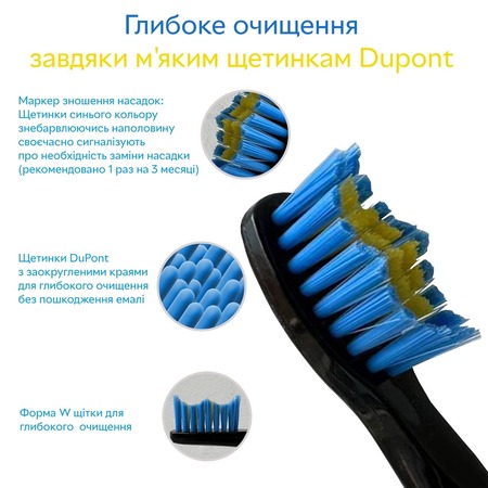 Насадки для зубної щітки Pecham Travel Black (4820301550051) Зображення