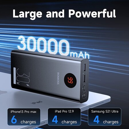 Універсальна мобільна батарея Romoss PEA30 30000mAh 30W Black (PEA30-292-2111H) Зображення